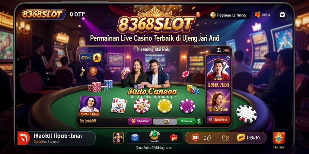 Screenshot menampilkan dealer langsung dalam permainan Live Casino 8368SLOT.