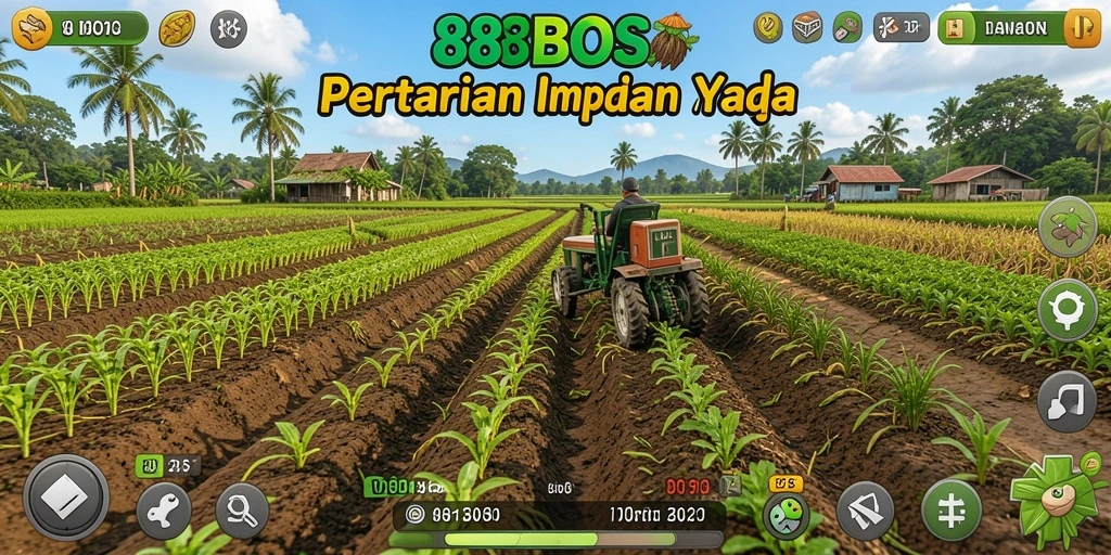 Tampilan gameplay seru 88BOS dengan kebun yang asri.