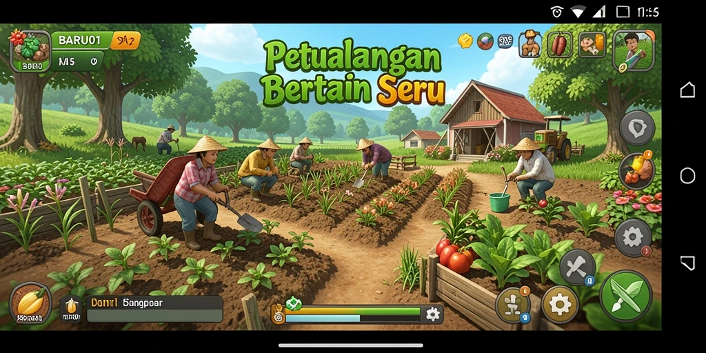 Tampilan menarik dari aktivitas bertani dalam BARU01.