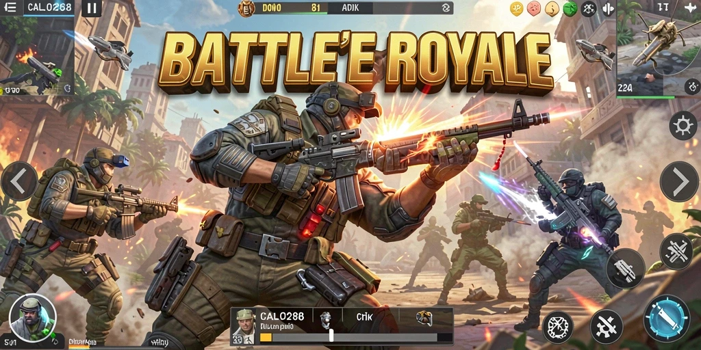 Tampilan dinamis gameplay Battle Royale CALO288 yang mendebarkan.