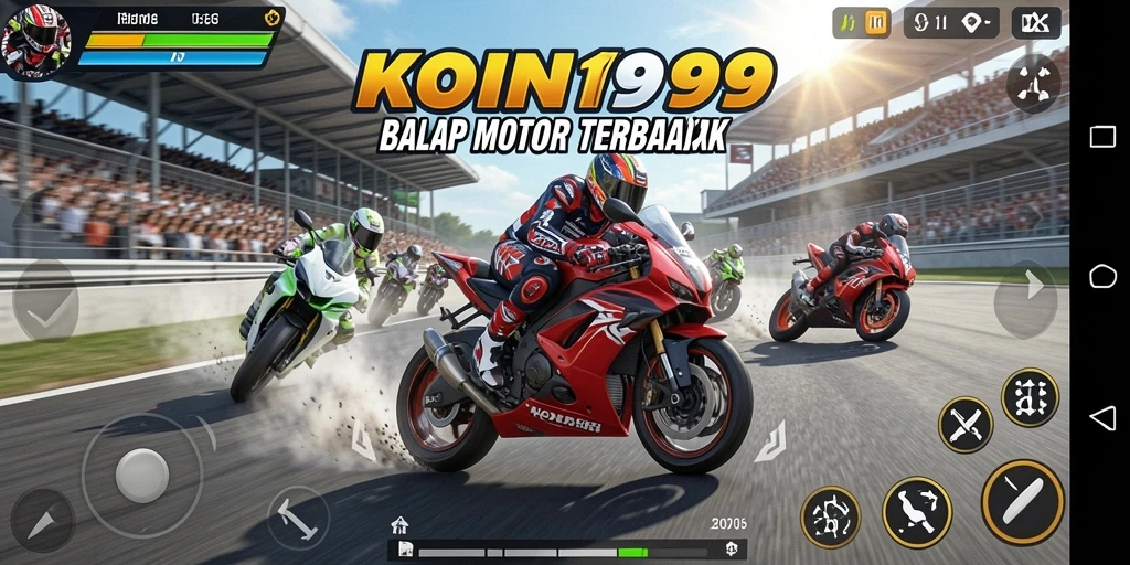 Tampilan menarik dari gameplay balap motor yang mendebarkan.