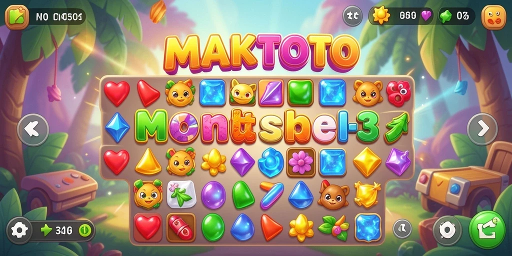 Screenshot gameplay seru MAKTOTO yang menampilkan aksi Match-3.
