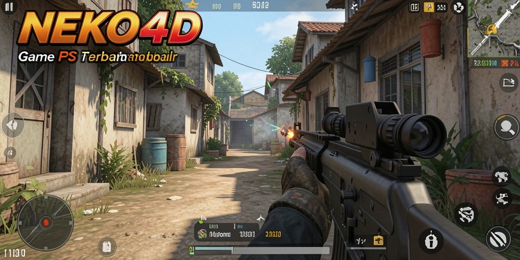 Screenshot gameplay NEKO4D menampilkan aksi menembak yang intens.
