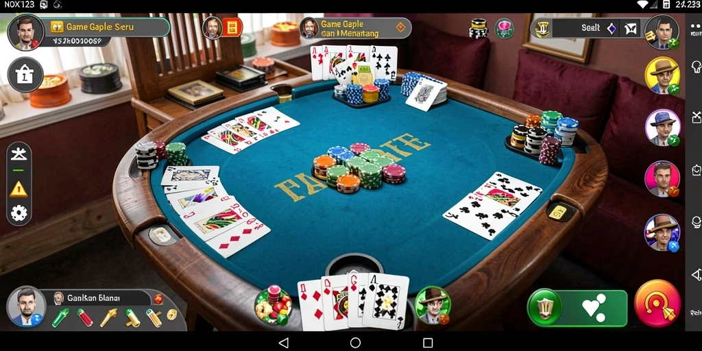 Tampilan seru gameplay Gaple di NOX123 dengan banyak pemain.