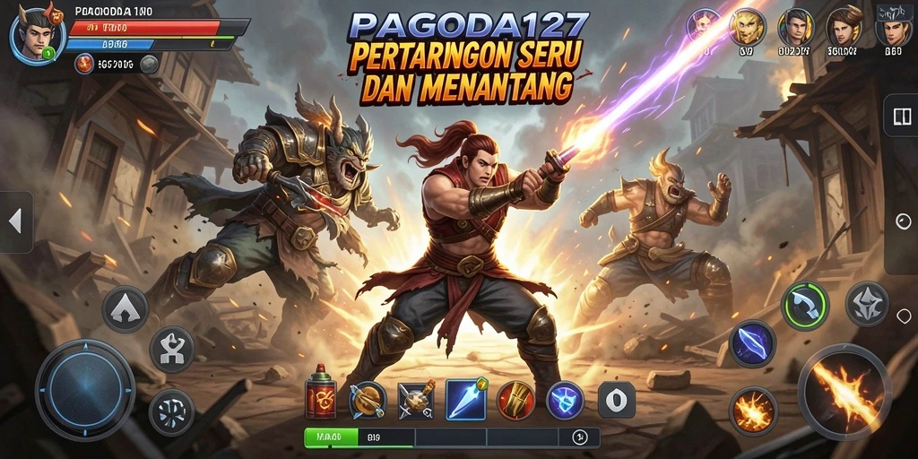 Screenshot Utama PAGODA127 menampilkan aksi pertarungan yang mendebarkan.
