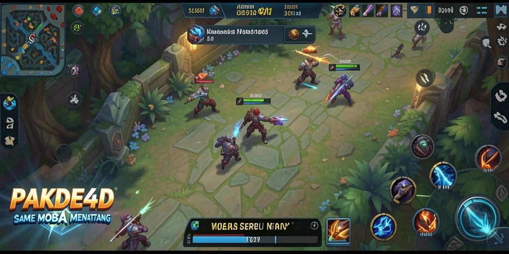 Screenshot menampilkan aksi seru dalam permainan MOBA PAKDE4D.