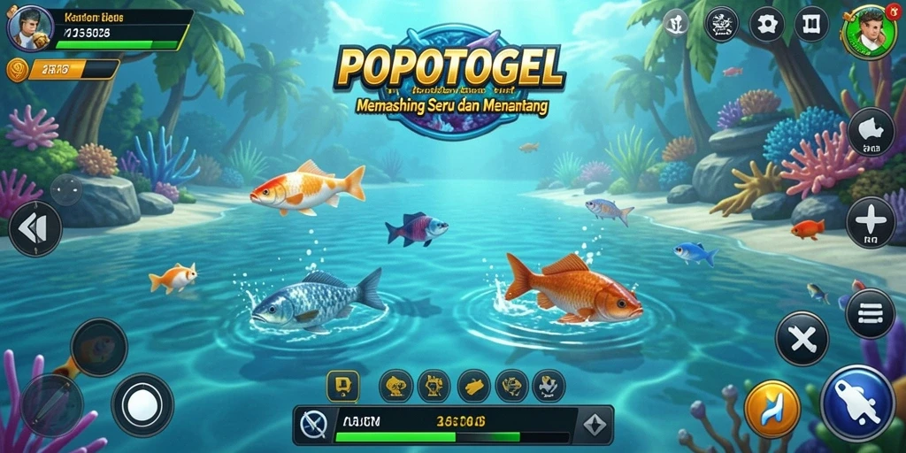 Gambaran gameplay seru dalam <strong>POPOTOGEL</strong> saat menangkap ikan.