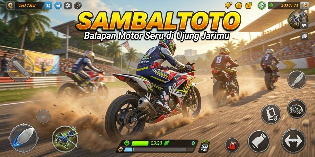 Tampilan seru dari gameplay balapan motor di SAMBALTOTO.