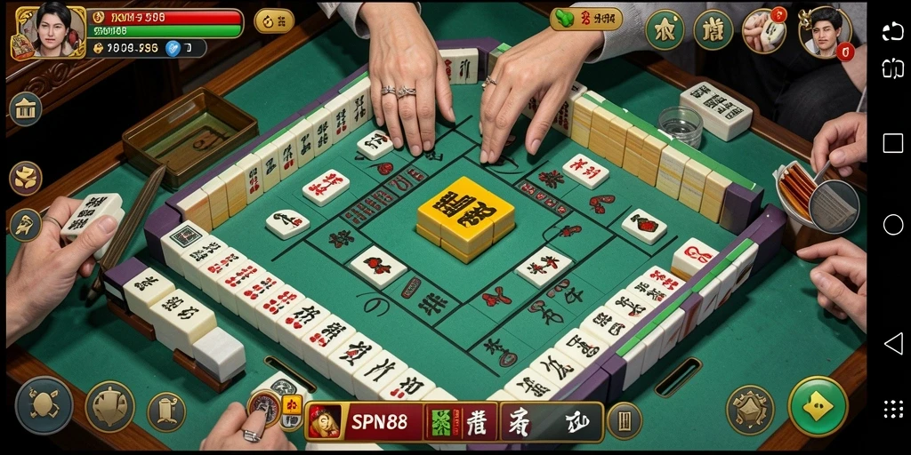 Screenshot permainan SPN88 menampilkan aksi seru bermain Mahjong.