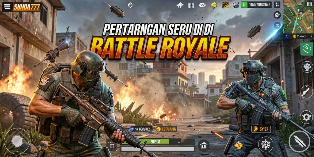 Tangkapan layar SUNDA777 menunjukkan aksi mendebarkan dalam pertempuran Battle Royale.