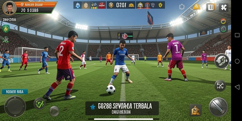 Screenshot TO288 menampilkan aksi sepak bola yang intens dan mendebarkan.