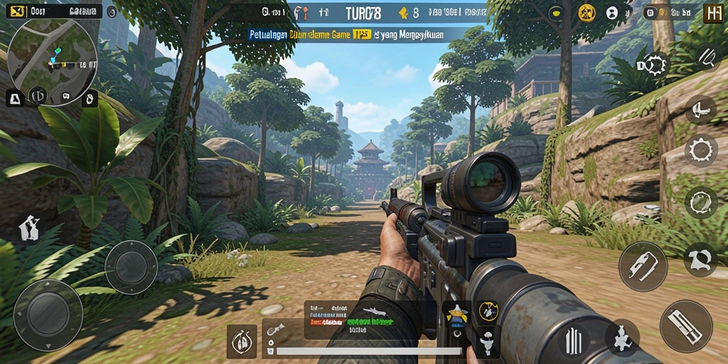 Screenshot gameplay TURBO78 yang menampilkan aksi pertempuran intens.
